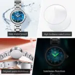OLEVS 5608 Watch For Women - Silver Blue - Image 3