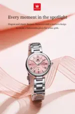 OLEVS 5608 Watch For Women - Silver Pink - Image 2