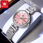 OLEVS 5608 Watch For Women - Silver Pink - Image 3