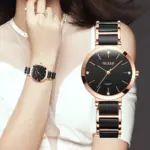 OLEVS 5877 Ceramic Watch For Women - Rose Gold Black - Image 2
