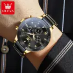 OLEVS 7004 Chronograph Moonphase Original Ceramic Watch For Men – Gold Black - Image 3