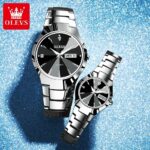 OLEVS 8697 Watch For Couple - Silver Black