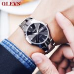 OLEVS 8697 Watch For Couple - Silver Black - Image 3