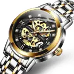 OLEVS 9901 Automatic Watch For Men - Gold Black - Image 2