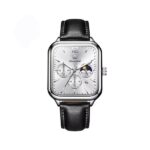 Olevs 9914 leather Strap Watch for Men-Silver - Image 2