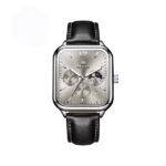 Olevs 9914 leather Strap Watch for Men-Silver Gray - Image 2