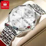 OLEVS 9931 Original For Men Watch - Full Silver - Image 3
