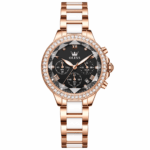 Olevs 9999 Women’s Watch - Rose Gold Black