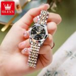 OLEVS 9931 Original For Women Watch - Golden Silver and Black