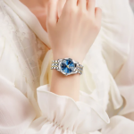OLEVS 9931 Original For Women Watch- Golden Silver and Blue - Image 2