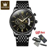 OLEVS 2867 Stainless Steel Chronograph Watch For Men-Full Black