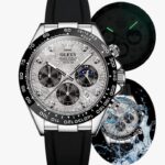 Olevs 2875 Leather Watch For Men - Silver Gray