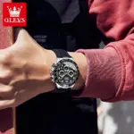 Olevs 2875 Leather Watch For Men - Silver Black - Image 3