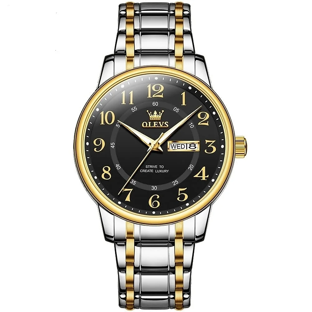 Olevs-2891-Watch-For-Men-Silver-Gold-Black.webp Olevs 2891 Watch For Men - Silver Gold Black - Image 1