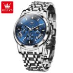OLEVS 2892 Chronograph Mens Watch - Silver Blue