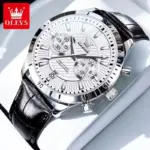 Olevs 2921 Watch For Men - Silver Black - Image 3