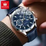 Olevs 2921 Watch For Men - Silver Blue - Image 4
