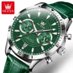 Olevs 2921 Watch For Men - Silver Green - Image 3