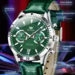 Olevs 2921 Watch For Men - Silver Green - Image 4