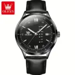 Olevs 2931 Leather Watch For Men-Full Black - Image 3