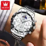 Olevs 2949 Watch For Men - Full Silver - Image 2