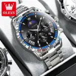 Olevs 2949 Watch For Men - Silver Black Blue - Image 6