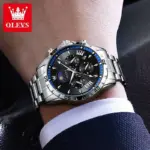 Olevs 2949 Watch For Men - Silver Black Blue - Image 2
