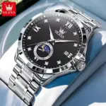 Olevs 2956 Watch For Men – Silver Black - Image 2