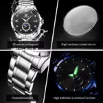 Olevs 2956 Watch For Men – Silver Black - Image 3