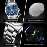Olevs 2956 Watch For Men – Silver Blue - Image 4