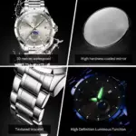 Olevs 2956 Watch For Men – Silver Gray - Image 3