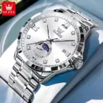 Olevs 2956 Watch For Men – Silver White - Image 2