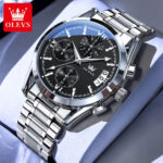 Olevs 2987 Watch For Men - Silver Black - Image 2