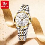 Olevs 3620 Watch For Couple – Golden Silver and White - Image 2