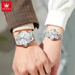 Olevs 3620 Watch For Couple  – Golden Silver and White - Image 3