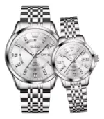 Olevs 3620 Watch For Couple  – Golden Silver and White - Image 2