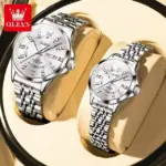 Olevs 3620 Watch For Couple  – Golden Silver and White
