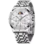 OLEVS 3653 Moon Phase Men’s Watch - Silver - Image 2