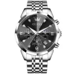 Olevs 3670 Watch For Men - Silver Black
