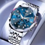 Olevs 3670 Watch For Men - Silver Blue - Image 2