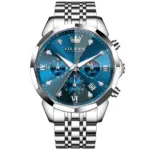 Olevs 3670 Watch For Men - Silver Blue