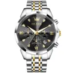 Olevs 3670 Watch For Men - Silver Gold Black