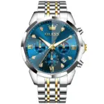 Olevs 3670 Watch For Men - Silver Gold Blue
