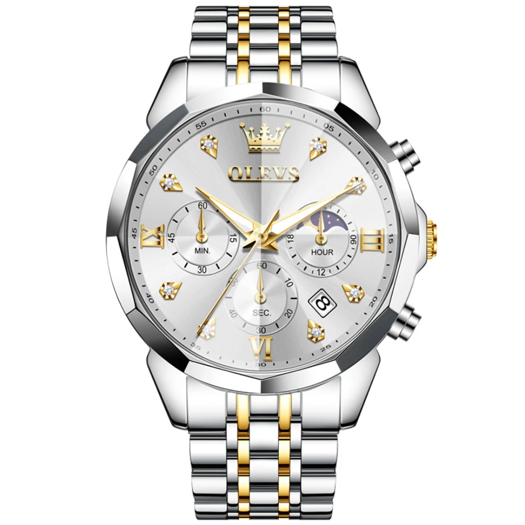 Olevs-3670-Watch-For-Men-Silver-Gold.webp Olevs 3670 Watch For Men - Silver Gold - Image 1