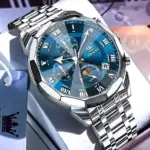 Olevs 3675 Watch For Men - Silver Blue - Image 3