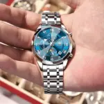 Olevs 3675 Watch For Men - Silver Blue - Image 4
