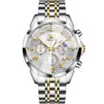 Olevs 3676 Watch For Men - Silver Gold