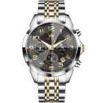 Olevs 3676 Watch For Men - Silver Gold Black