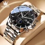 Olevs 3693 Watch For Men - Silver Black
