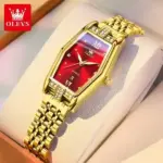Olevs 3699 Watch For Women - Gold Red - Image 2